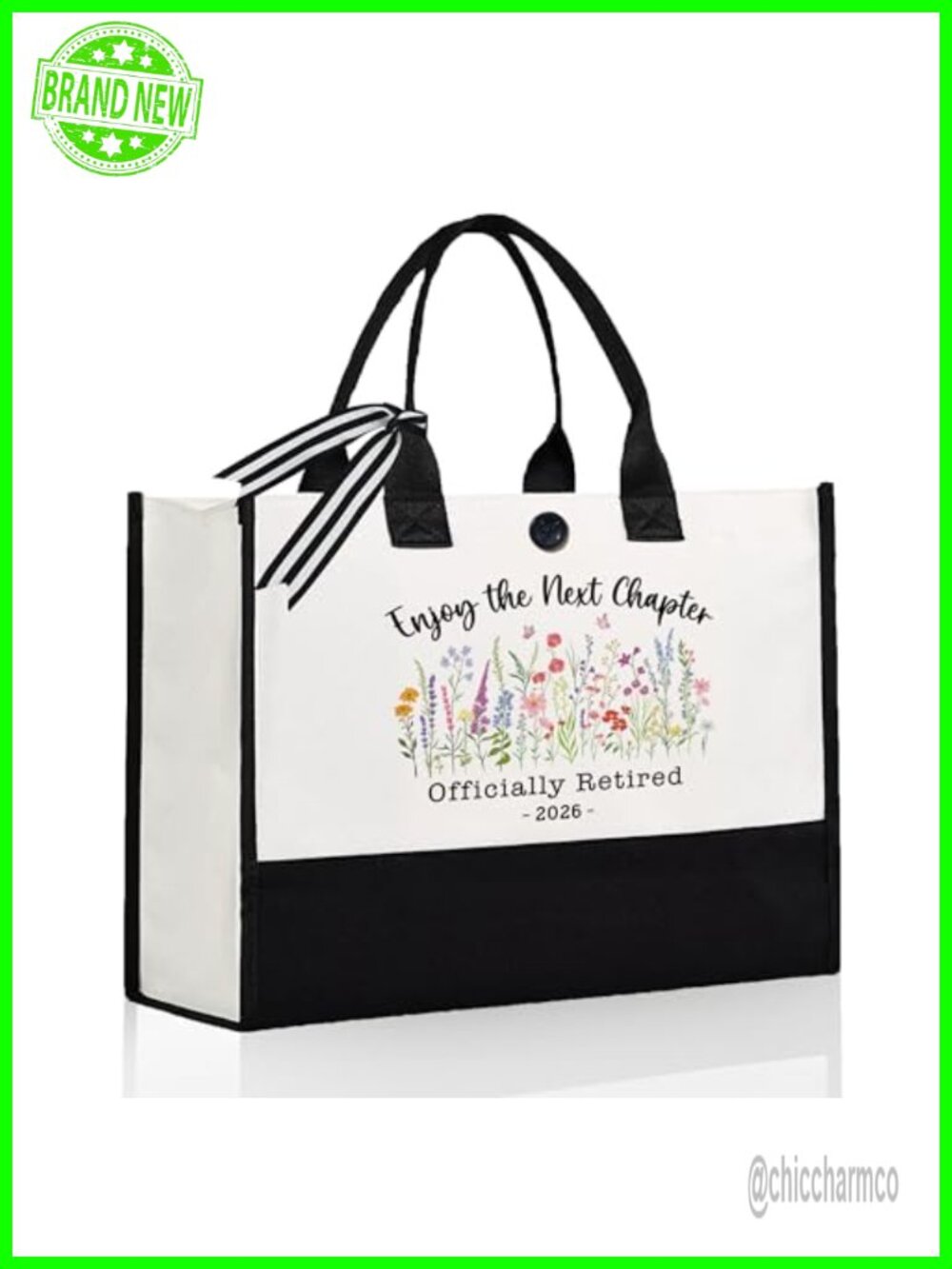 Women's Retirement 2026 Canvas Tote Bag Large Floral Shoulder Bag